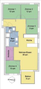 Grundriss freie Wohnung 3.1.5 bei LeNa in Lüneburg