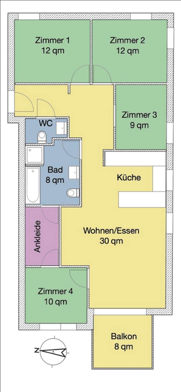 Grundriss freie Wohnung 3.1.5 bei LeNa in Lüneburg